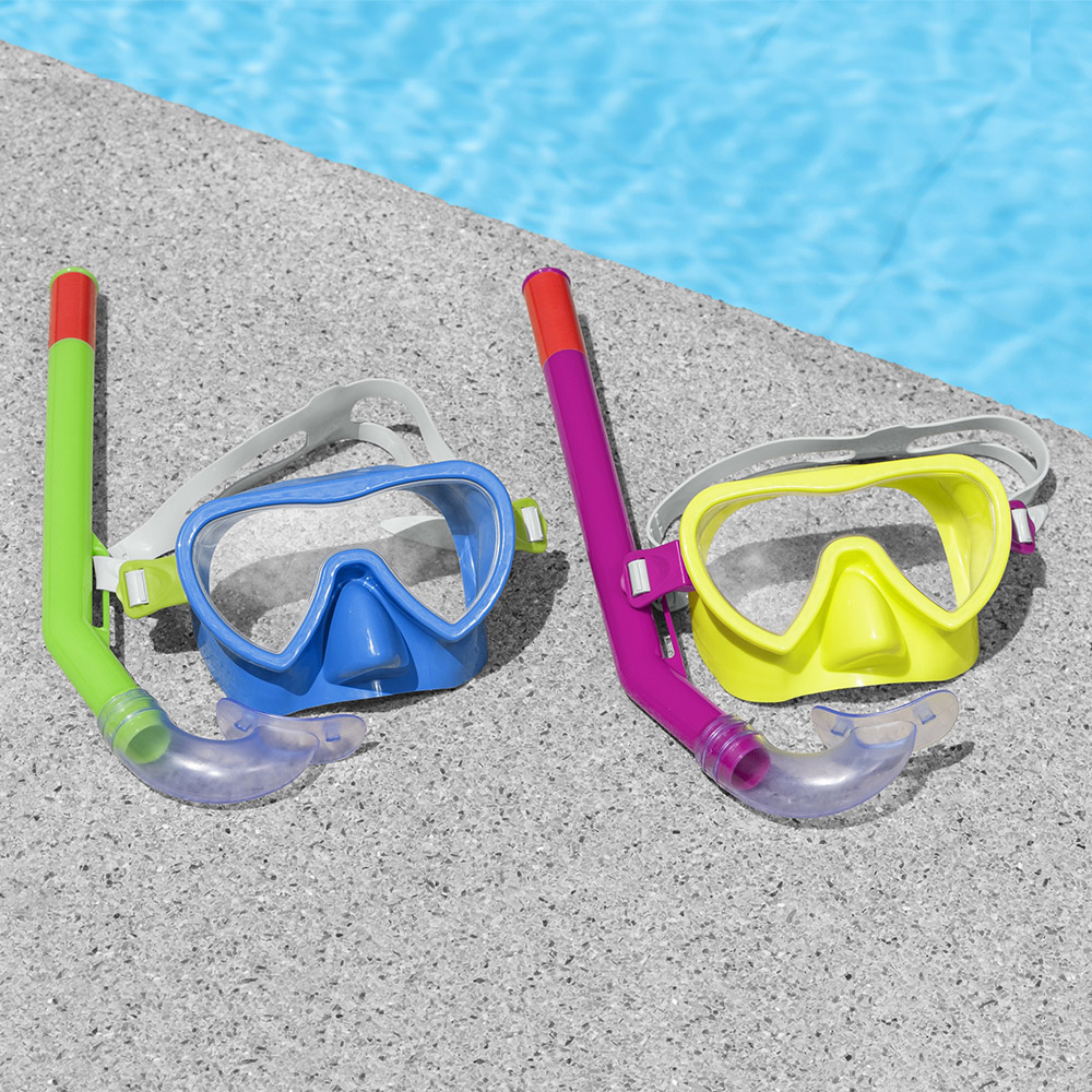 【愛而富L&R】Bestway 呼吸管半乾式潛水蛙鏡3歲以上 款式隨機 泳鏡 浮潛 游泳 兒童泳鏡