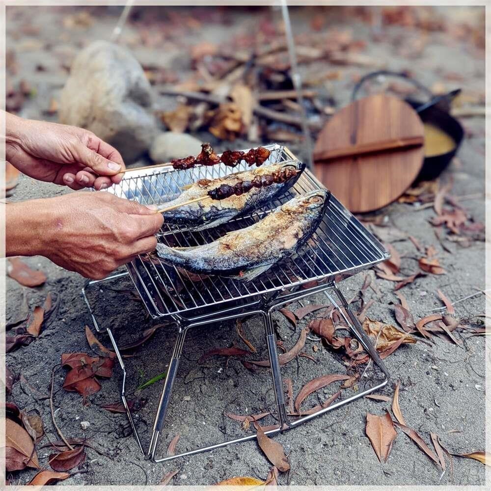 【May Shop】可折疊 輕便不銹鋼燒烤爐