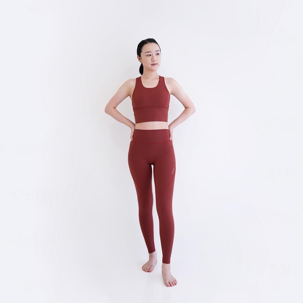 【Mukasa】DURABLE 線條修身瑜珈褲 - 復古磚紅 - MUK-22932