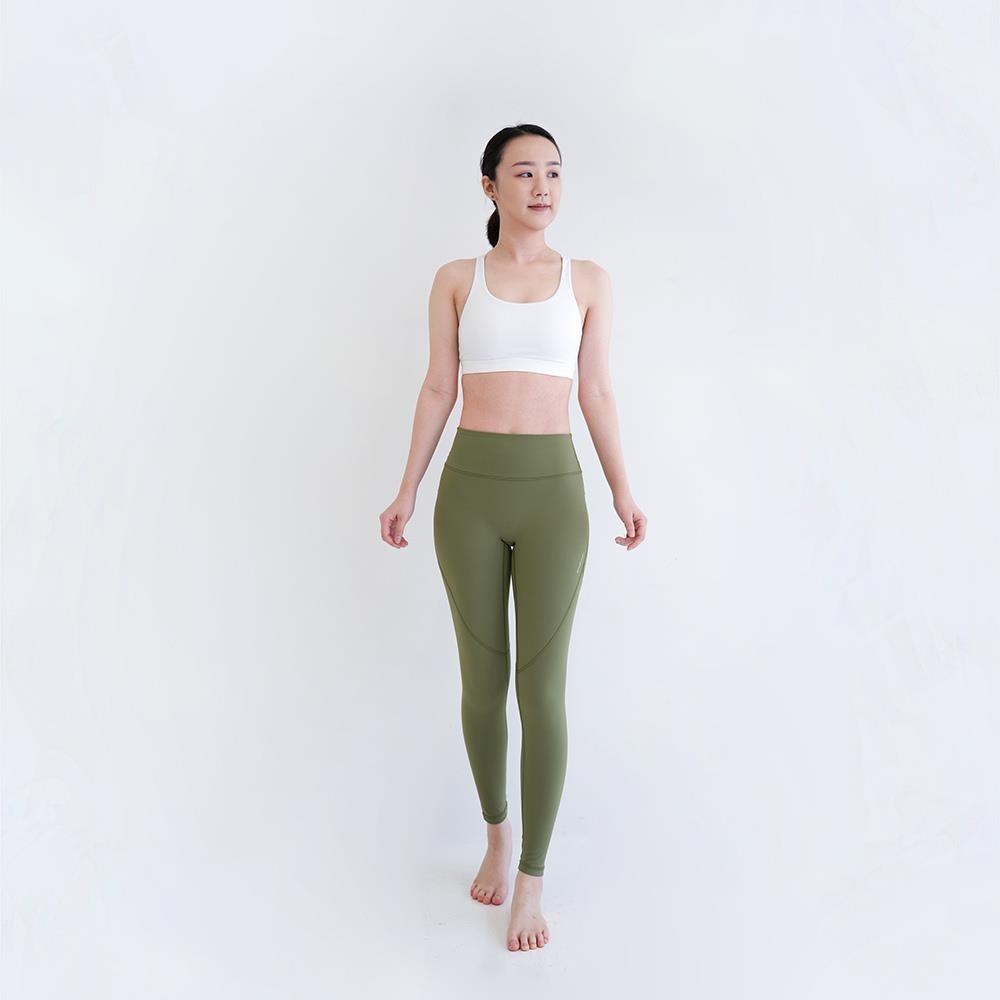 【Mukasa】DURABLE 線條修身瑜珈褲 - 橄欖綠 - MUK-22932