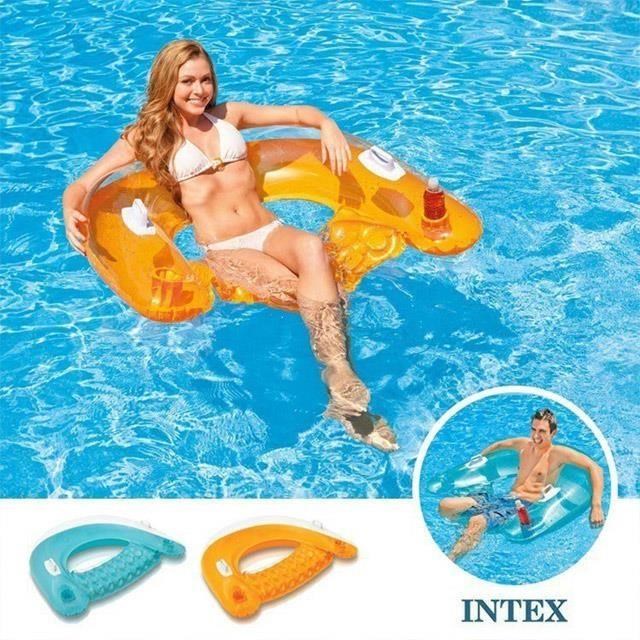 INTEX坐式浮排 成人浮床水上充氣沙發 馬蹄型雙把手坐式游泳圈 水上玩具 造型泳圈