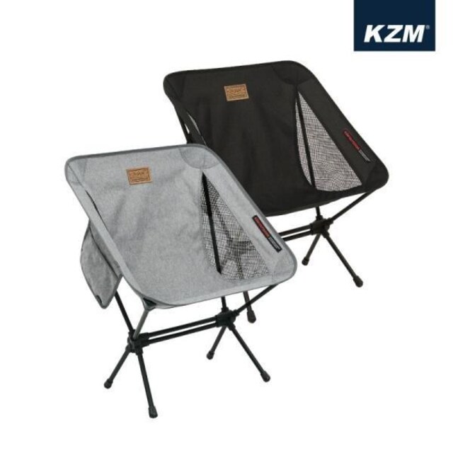 【KAZMI KZM】輕量椅 灰色/黑色-早點名露營生活館