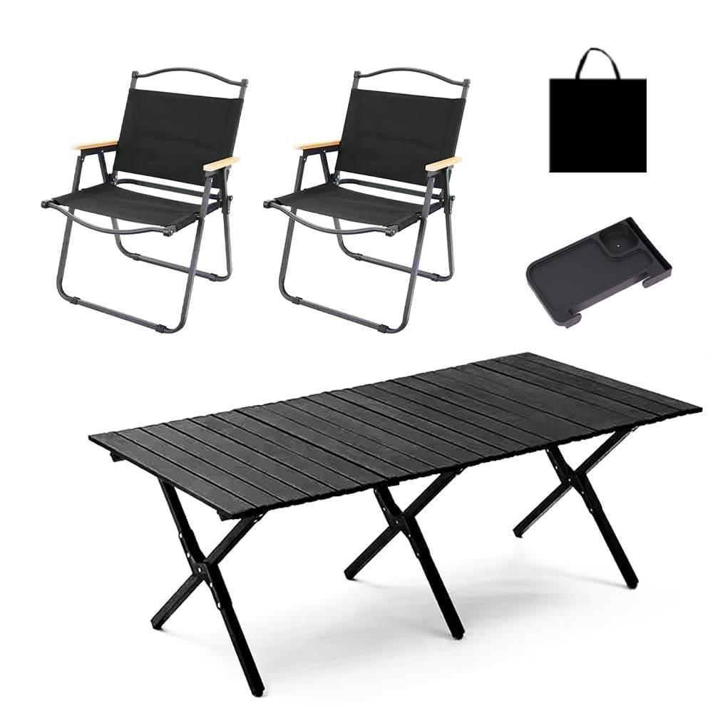 E.C outdoor 戶外露營折疊鋁合金桌椅五件組-贈收納袋