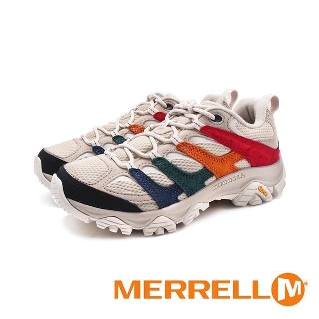 MERRELL(女)MOAB 3麂皮彩色條紋登山鞋 女鞋-米白