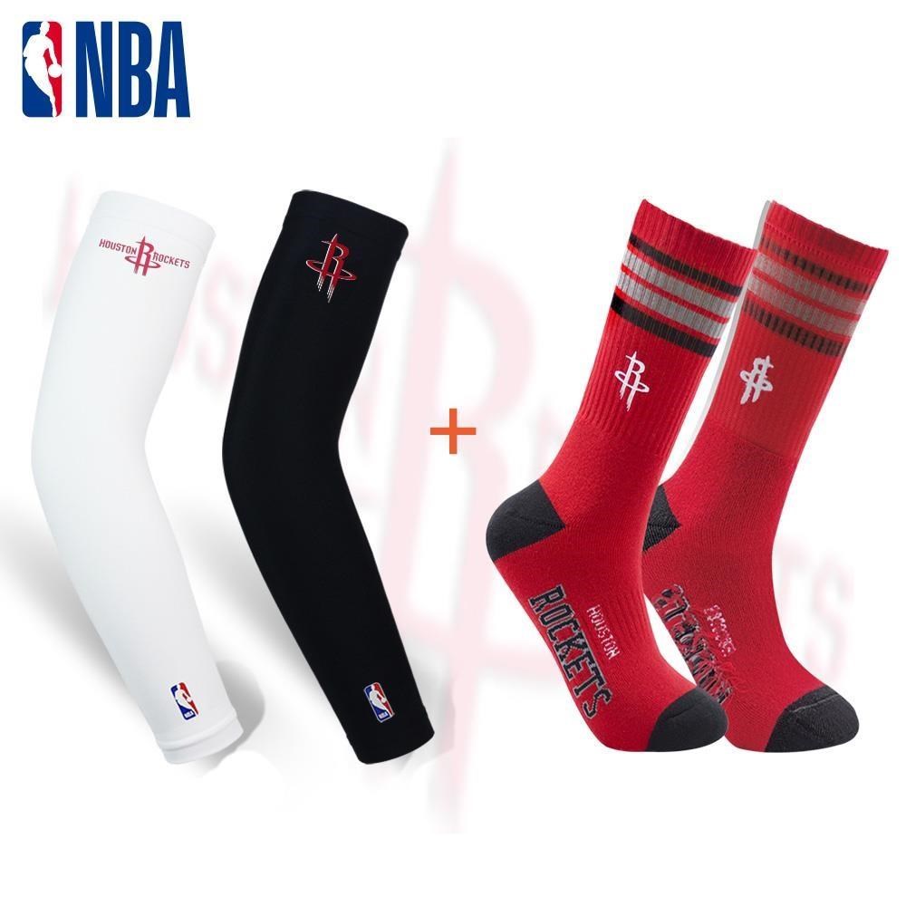 【NBA運動配件館】NBA火箭隊袖襪組合款(袖套+襪子)