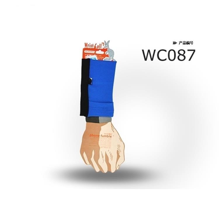 PCMAMA多用途運動手臂套手機套手腕袋手腕套Wrist Bag(黑+藍WC087)