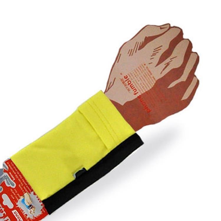 PCMAMA多用途運動手臂套手機套手腕袋手腕套Wrist Bag(黑+螢光黃WC157)