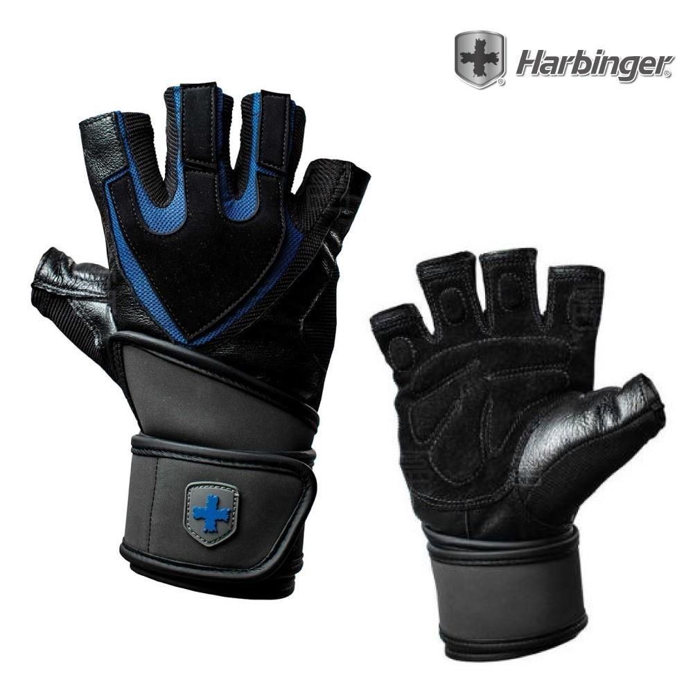 【HARBINGER】#1250男款 黑藍色 重訓健身用專業護腕手套TRAINING WRISTWRAP MEN