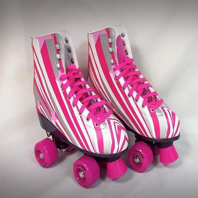 【英萊斯克InLask】流行復古系列 四輪溜冰鞋(粉紅條紋)