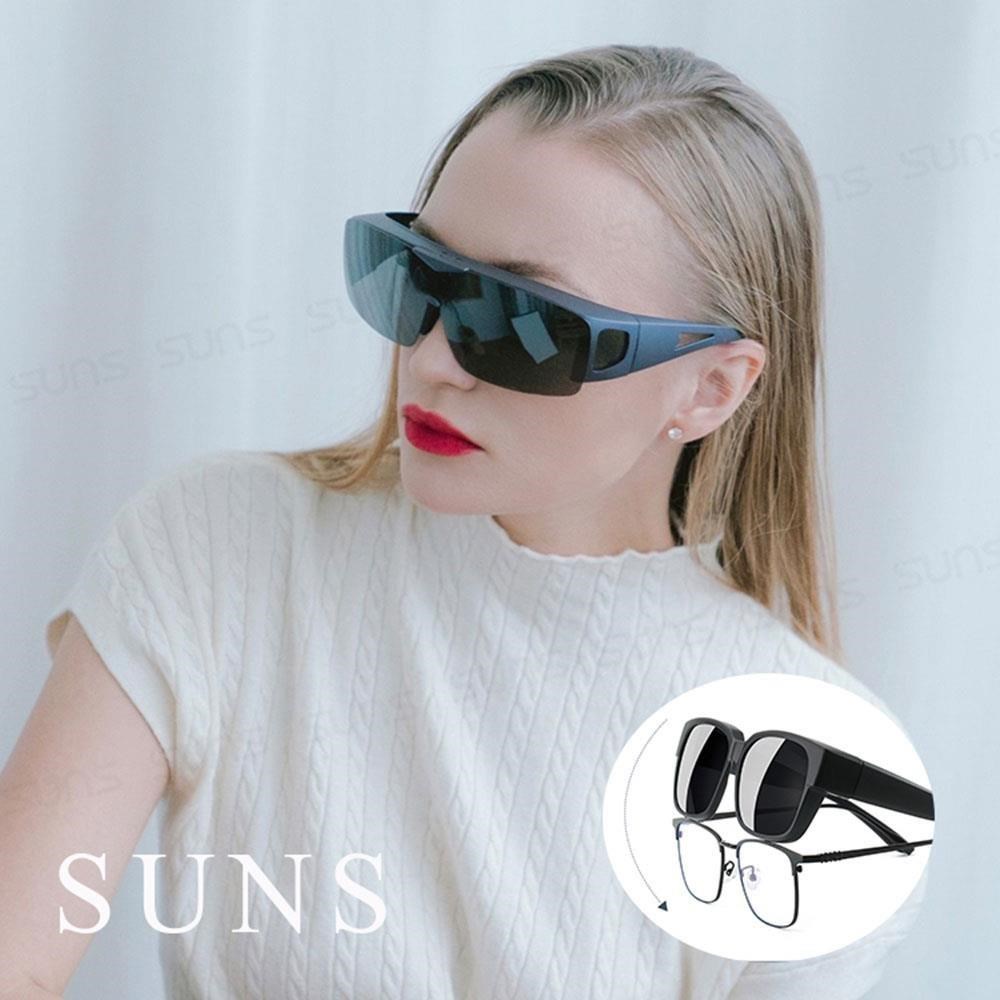 【SUNS】MIT上翻式偏光墨鏡 經典黑 輕量設計/休閒墨鏡/大框架包覆性佳/免脫眼鏡/抗UV