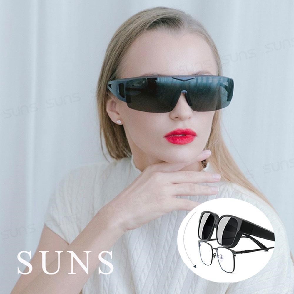 【SUNS】MIT上翻式偏光墨鏡 鋁紫框 輕量設計/休閒墨鏡/大框架包覆性佳/免脫眼鏡/抗UV