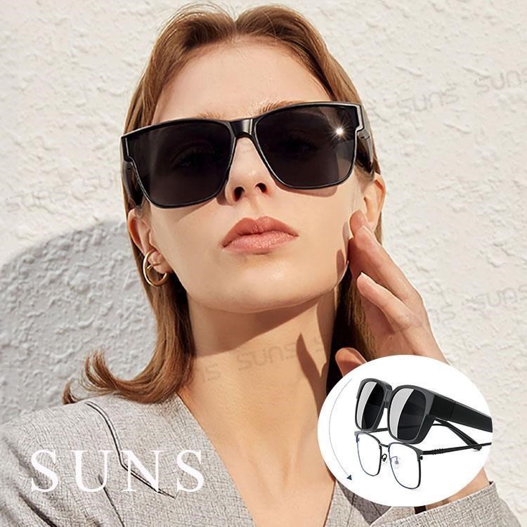 【SUNS】MIT偏光墨鏡 經典黑灰 太陽眼鏡 抗UV(可套鏡)
