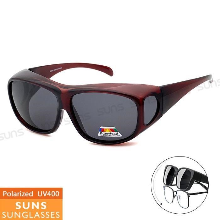 【SUNS】MIT偏光墨鏡 酒紅框 太陽眼鏡 抗UV/可套鏡(0082)