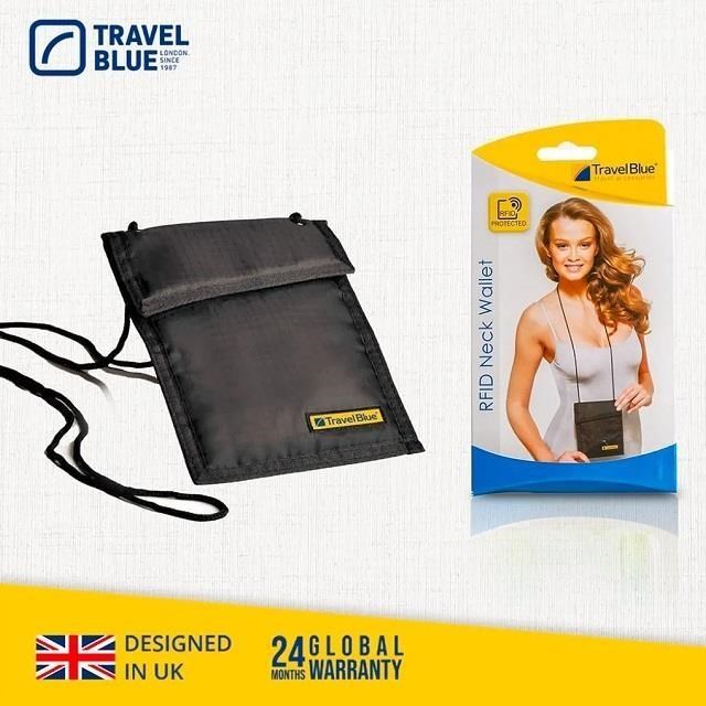 【Travel Blue 藍旅】RFID Neck Wallet 安全貼身掛頸袋-2色任選