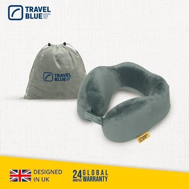 【Travel Blue 藍旅】 寧靜頸枕+通用收納袋套組