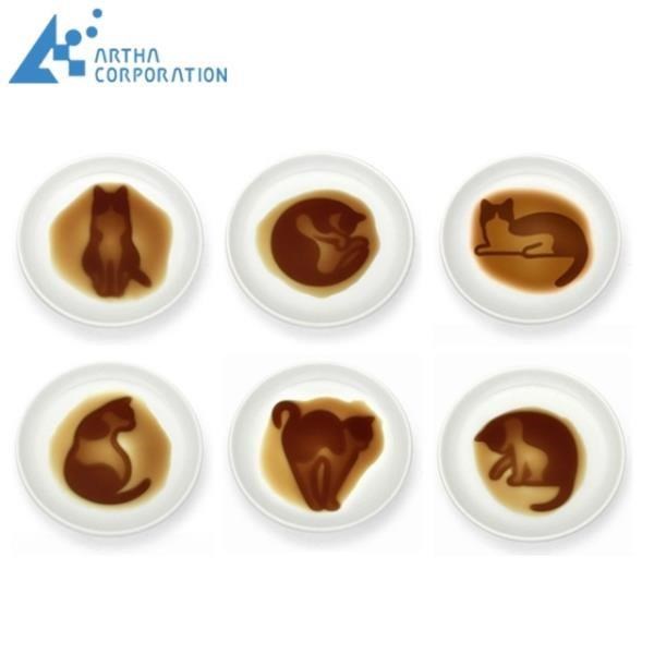 ARTHA日本貓咪造型陶瓷碟凹凸醬油碟AR06041系列貓咪創意醬油碟日式立體小盤