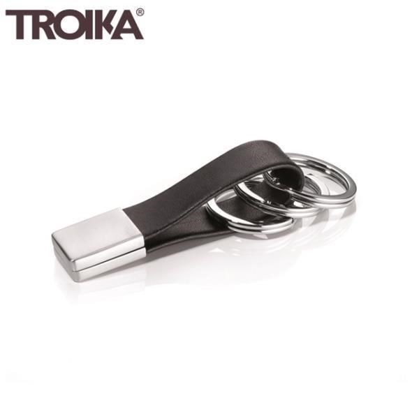 德國紅點設計TROIKA創意旋轉鑰匙圈KRG649/LE三環真皮革鑰匙圈便利重機汔車鑰匙圈