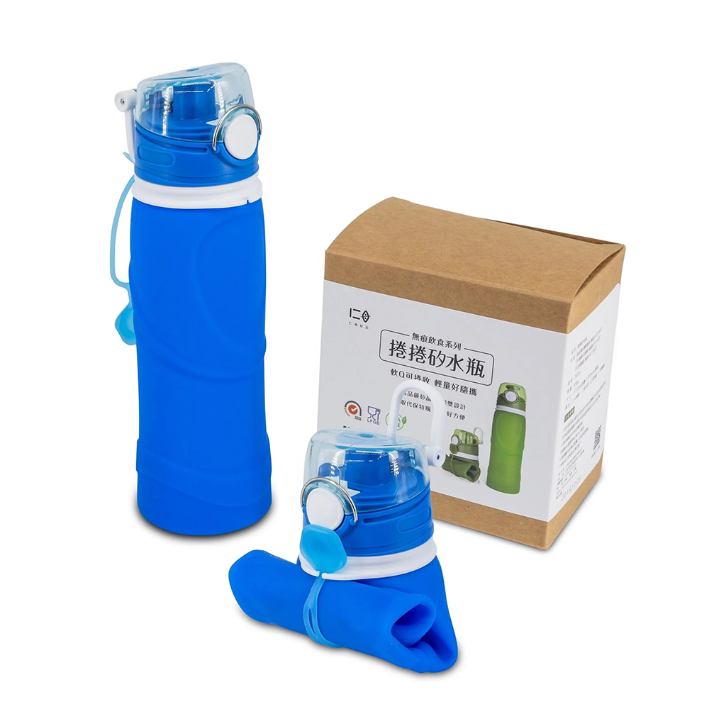 【仁舟淨塑】捲捲矽水瓶2.0 750ML(湛海藍)