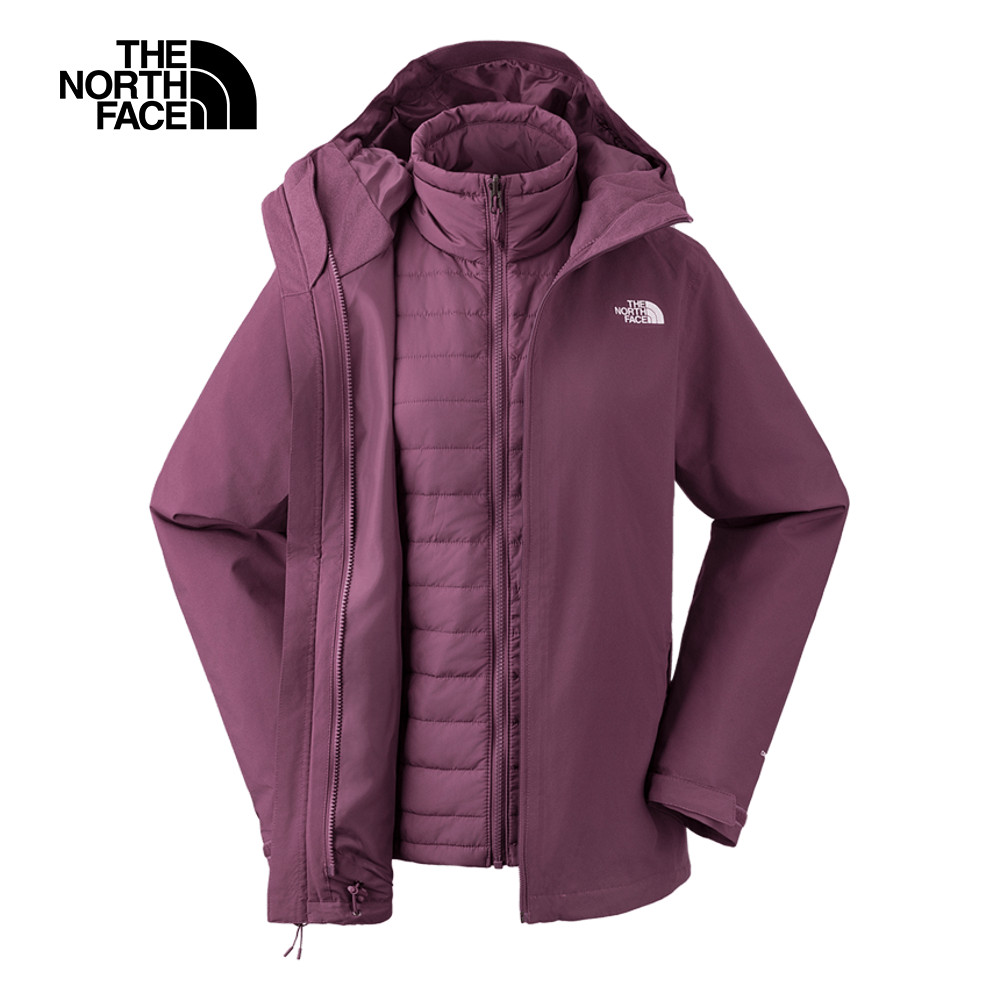 The North Face北面女款紫色DryVent防水透氣鋪棉內裡三合一外套｜5B1X1NI