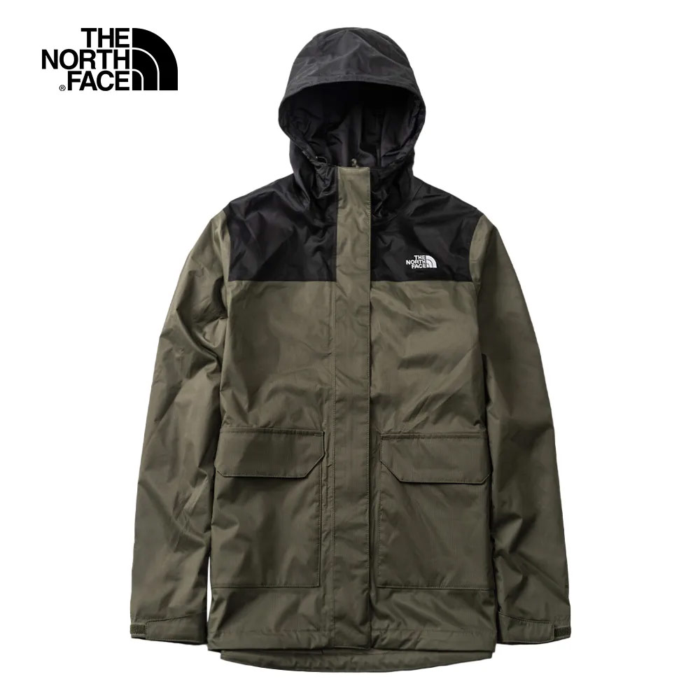 The North Face北面女款綠色防水透氣連帽衝鋒衣｜4U7T21L