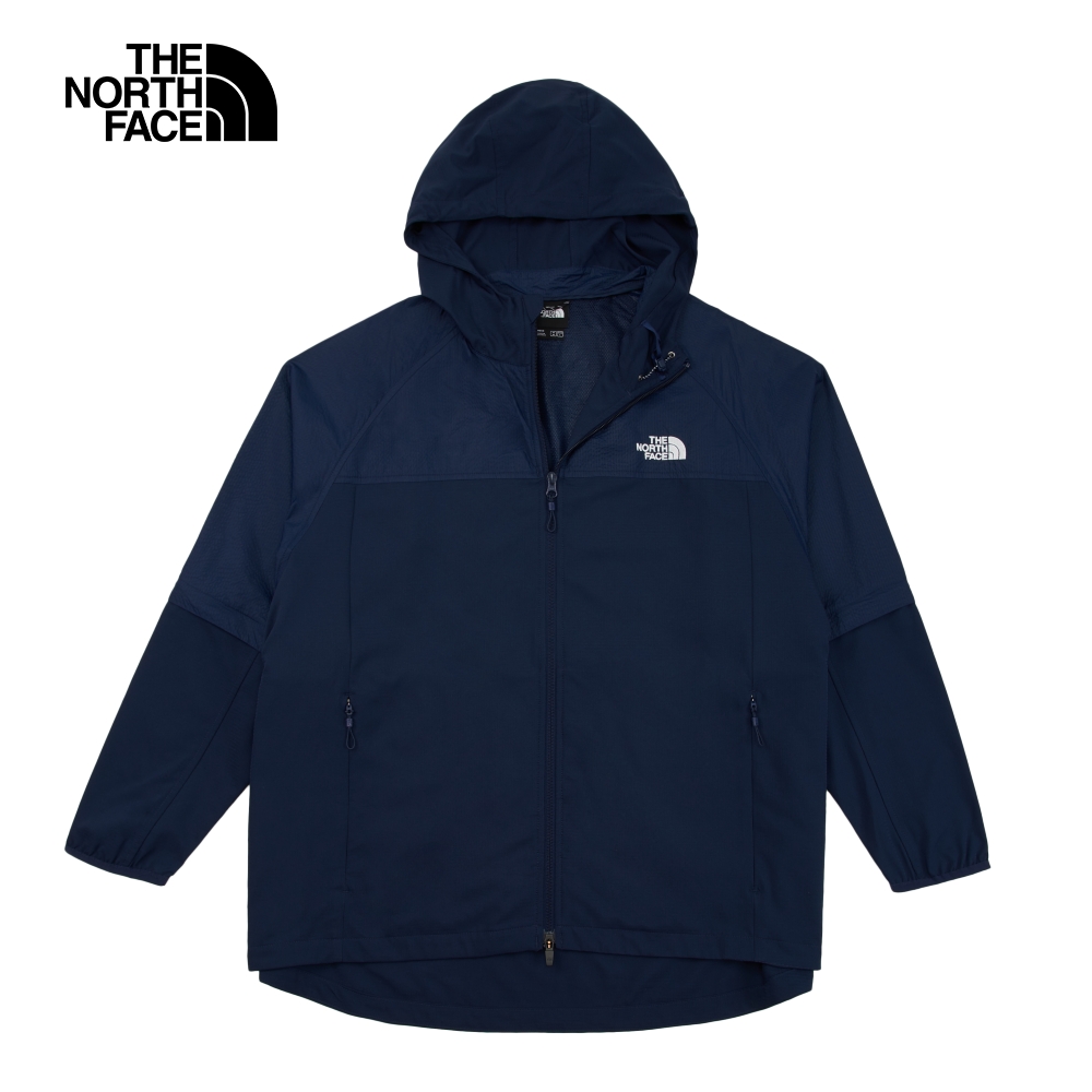 The North Face北面UE男款藍色吸濕排汗可拆卸衣袖反光設計外套｜83P28K2