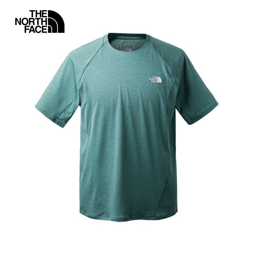 The North Face北面男款綠色吸濕排汗透氣短袖T恤｜7WD3JIY