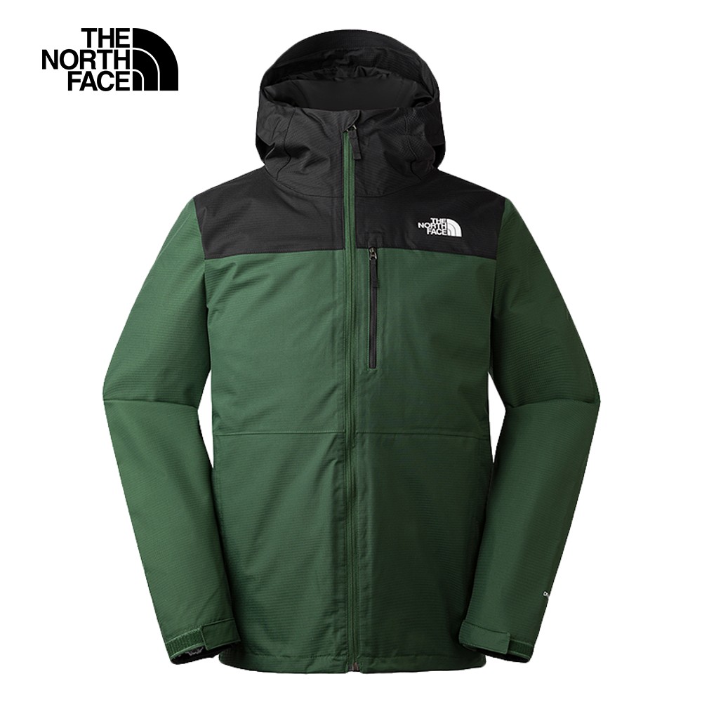 The North Face北面男款綠色防水透氣保暖連帽三合一外套｜81ROKII