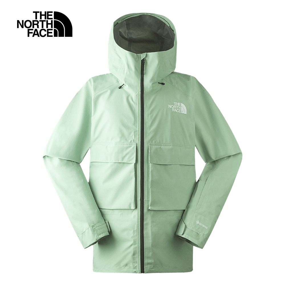 The North Face北面男款綠色防水透氣舒適保暖連帽衝鋒衣｜82V9I0G