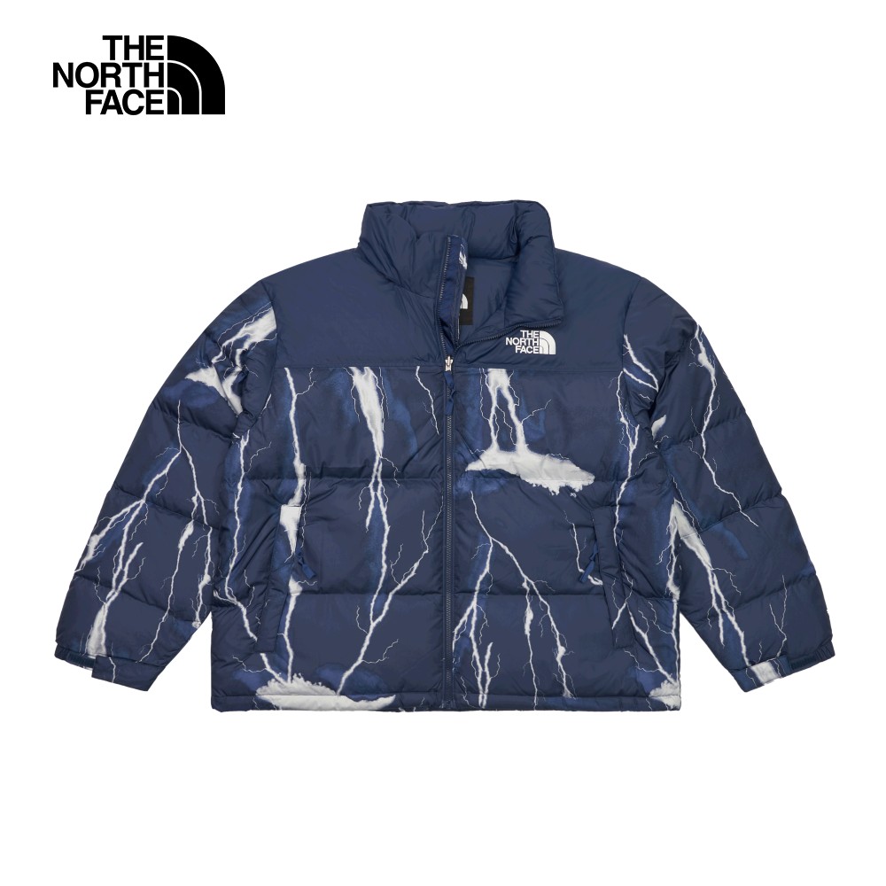 【經典ICON】The North Face北面男款藍色防潑水舒適保暖可打包可調節收納連帽羽絨外套｜3C8DSIP