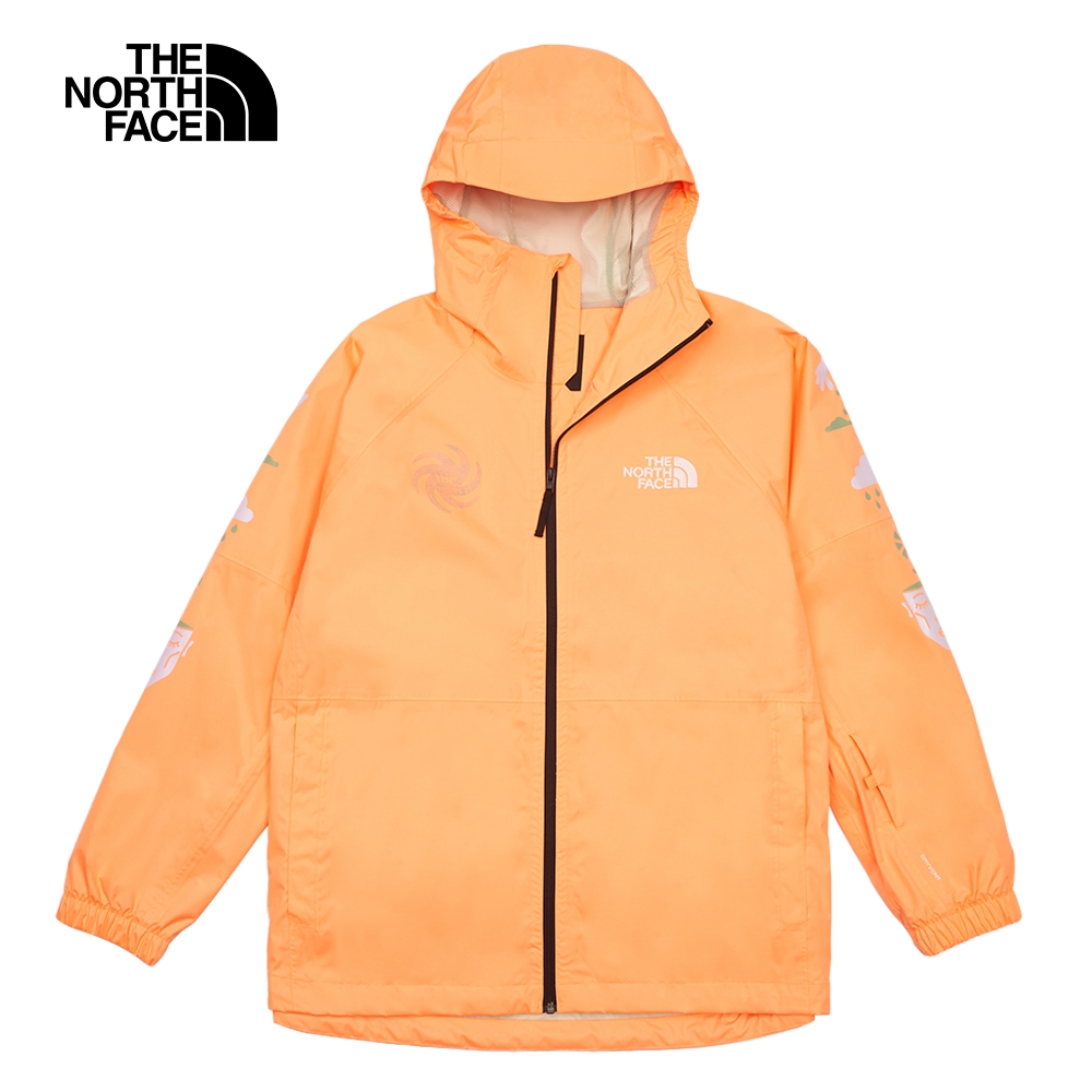 The North Face北面女款橘色防水透氣舒適保暖連帽衝鋒衣｜877CO04