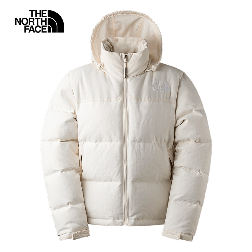 【經典ICON】The North Face北面女款米白色防風防潑水保暖隱藏式連帽羽絨外套｜870RQLI