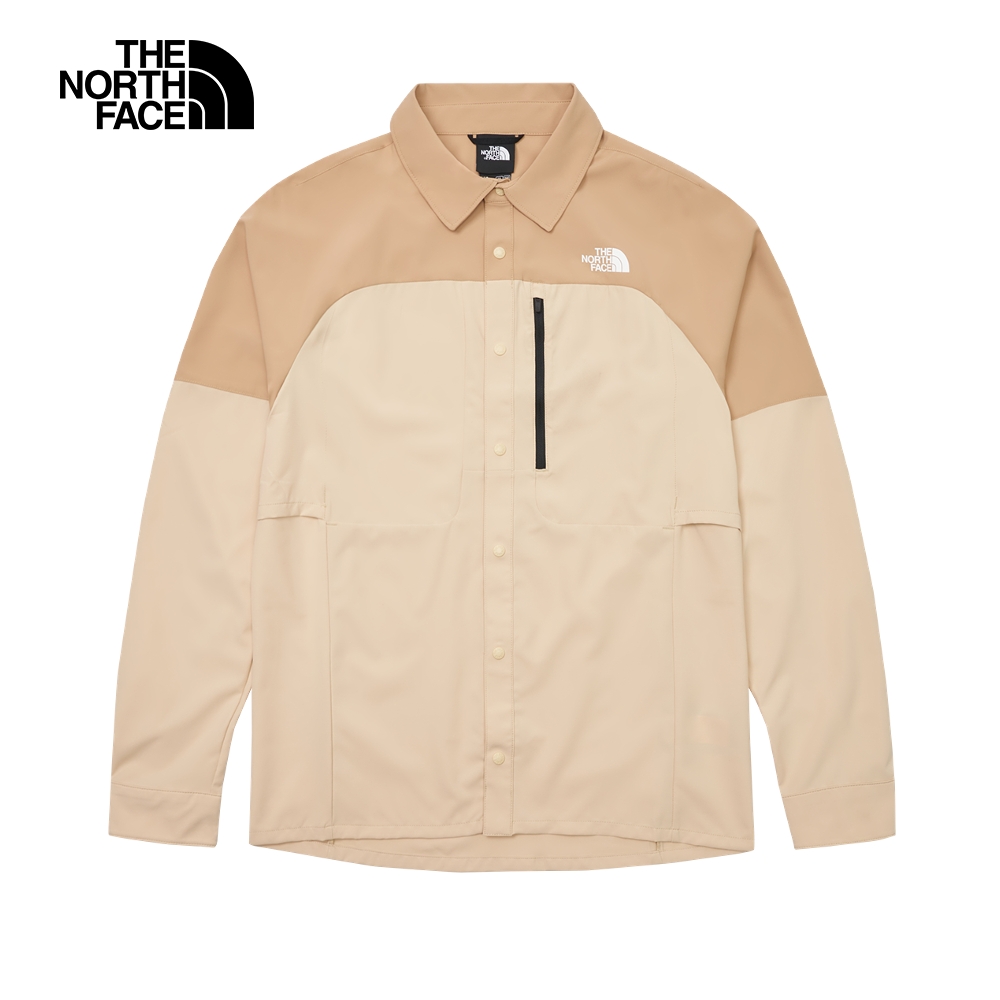 The North Face北面男款卡其色吸濕排汗防曬休閒長袖襯衫｜83TJPV6
