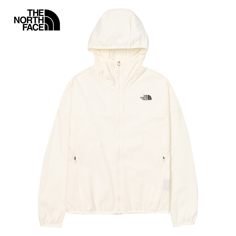 The North Face北面女款米白色防潑水防曬連帽防風外套｜7WCPQLI