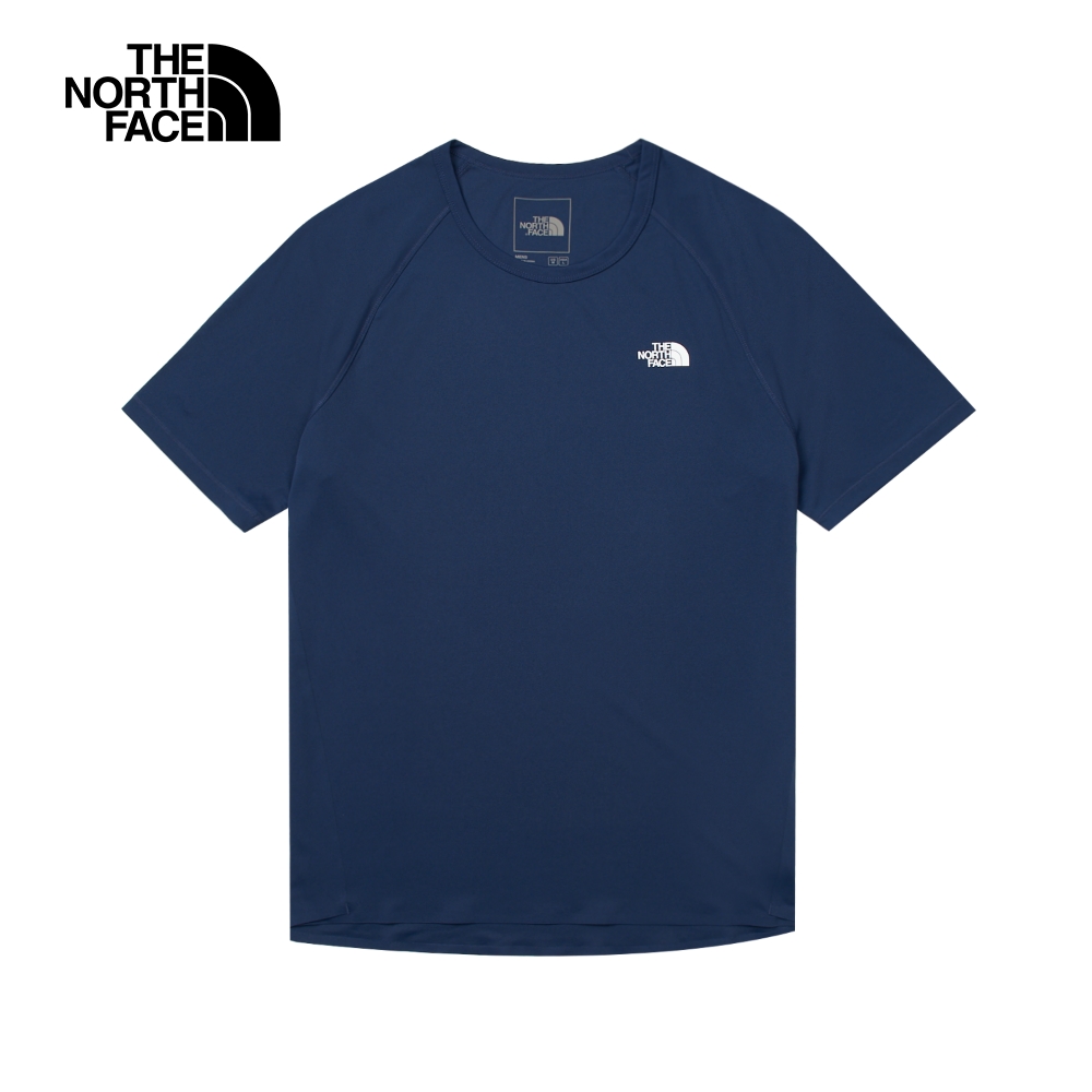 The North Face北面男款藍色吸濕排汗涼感防曬短袖T恤｜87W78K2
