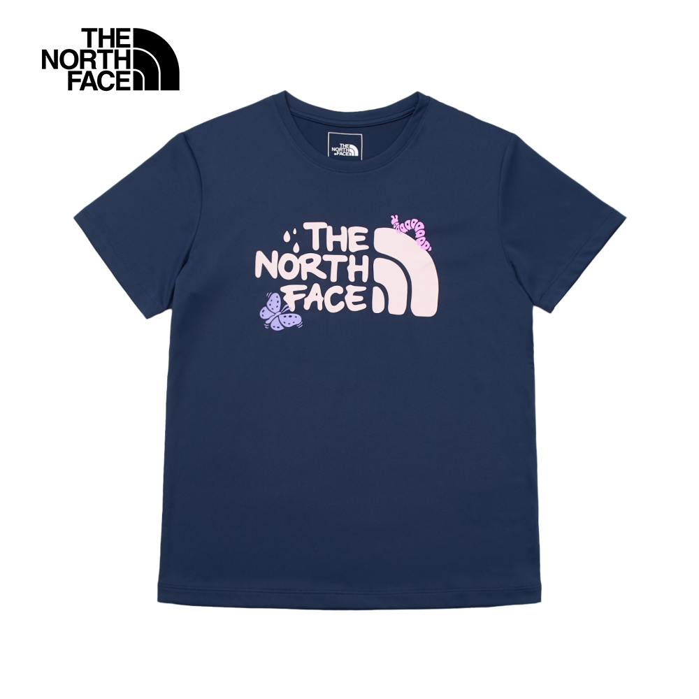 The North Face北面女款藍色吸濕排汗防曬昆蟲趣味印花短袖T恤｜88H28K2