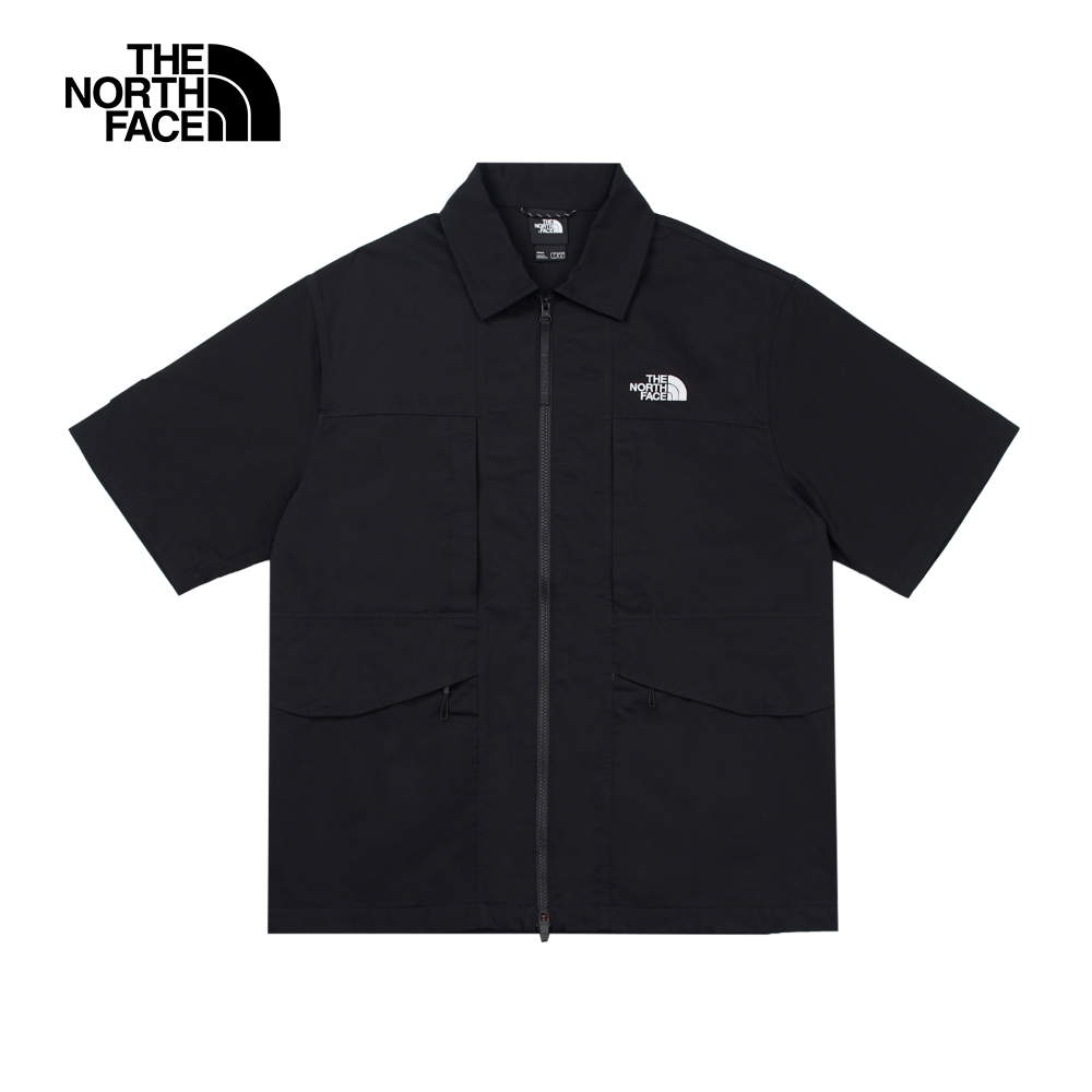 The North Face北面UE男款黑色舒適透氣多口袋休閒短袖襯衫｜8861JK3