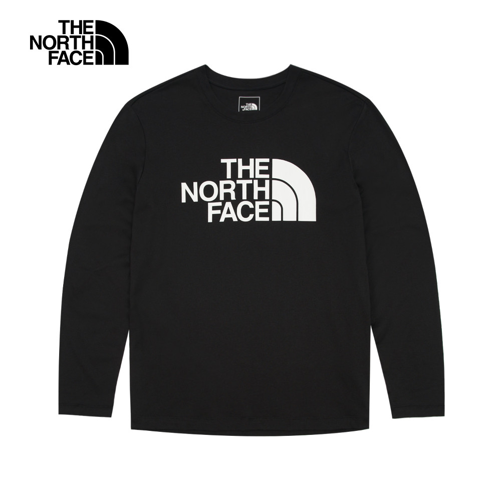 The North Face北面男款黑色吸濕排汗品牌LOGO長袖T恤｜8AMJJK3