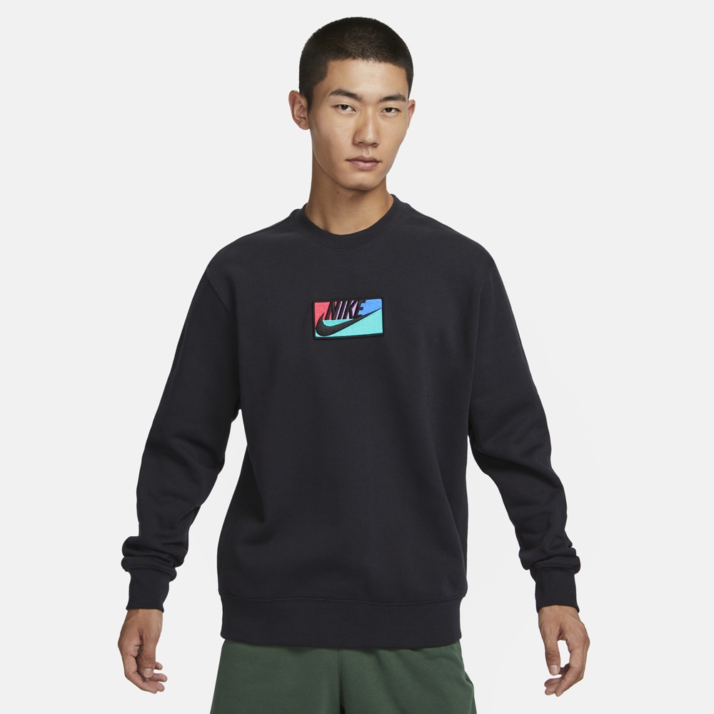 【NIKE】AS M NK CLUB+ BB CREW PATCH GX 男 長袖上衣 黑色-FB8436010
