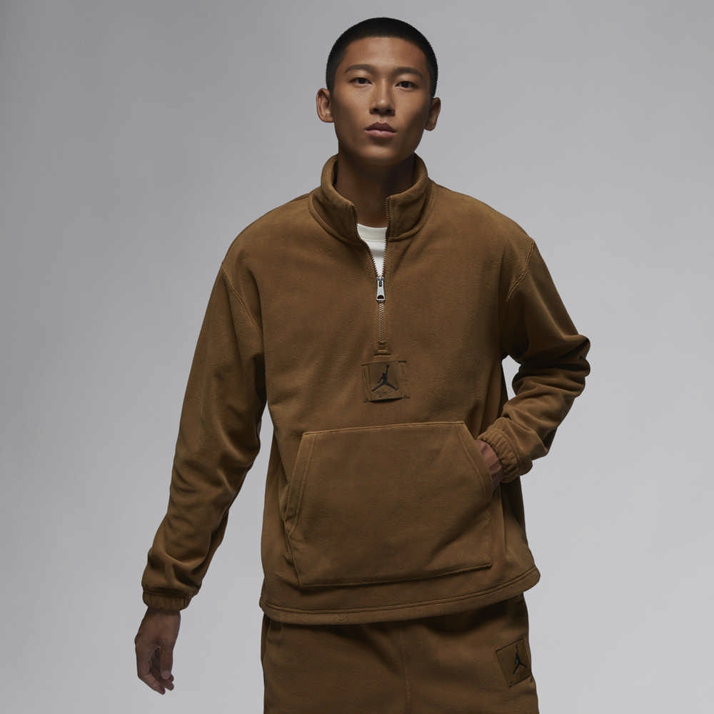 【NIKE】AS M J ESS STMT FLC WNTR HZ 男 立領上衣 咖啡色-FD7864281