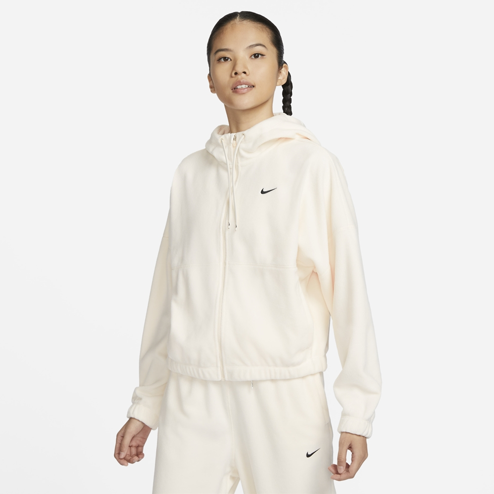 【NIKE】AS W NK ONE TF FZ HOODIE POLAR 女 連帽外套 搖粒絨 米白-FB5639110