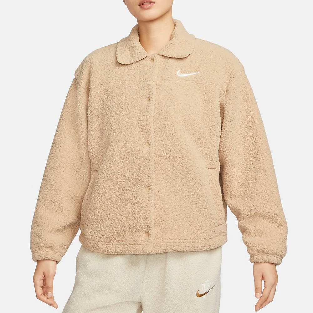 【NIKE】AS W NSW COLLARED SHERPA JKT 女 刷毛外套 奶茶色-FB8708200