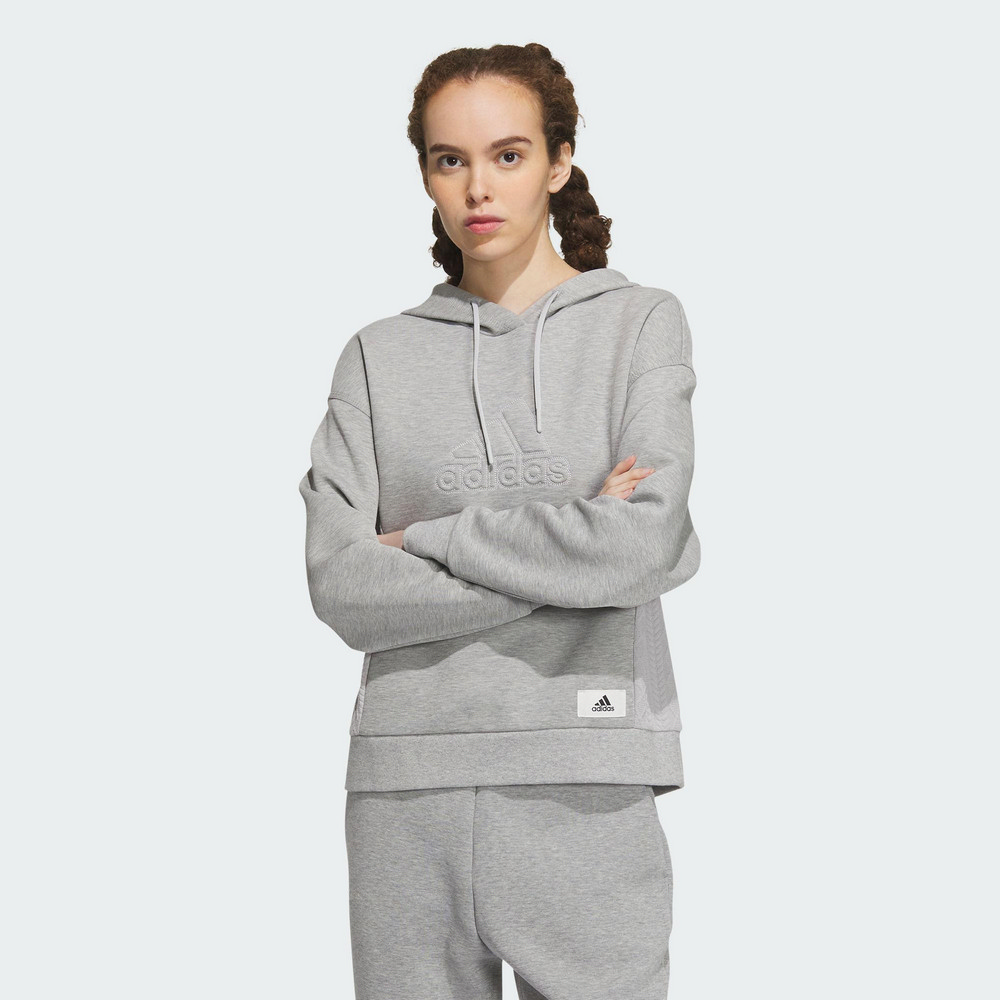 【ADIDAS】LOUNGE HOODY 連帽上衣 女 灰色-IP0754