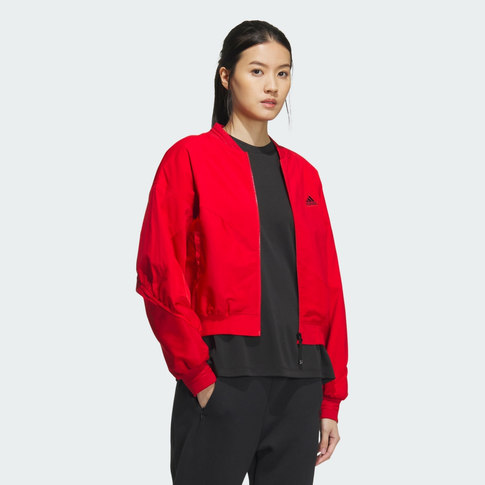 【ADIDAS】CNY新年 BOMBER JKT 休閒外套 飛行外套 立領外套 女 紅色-IM8873