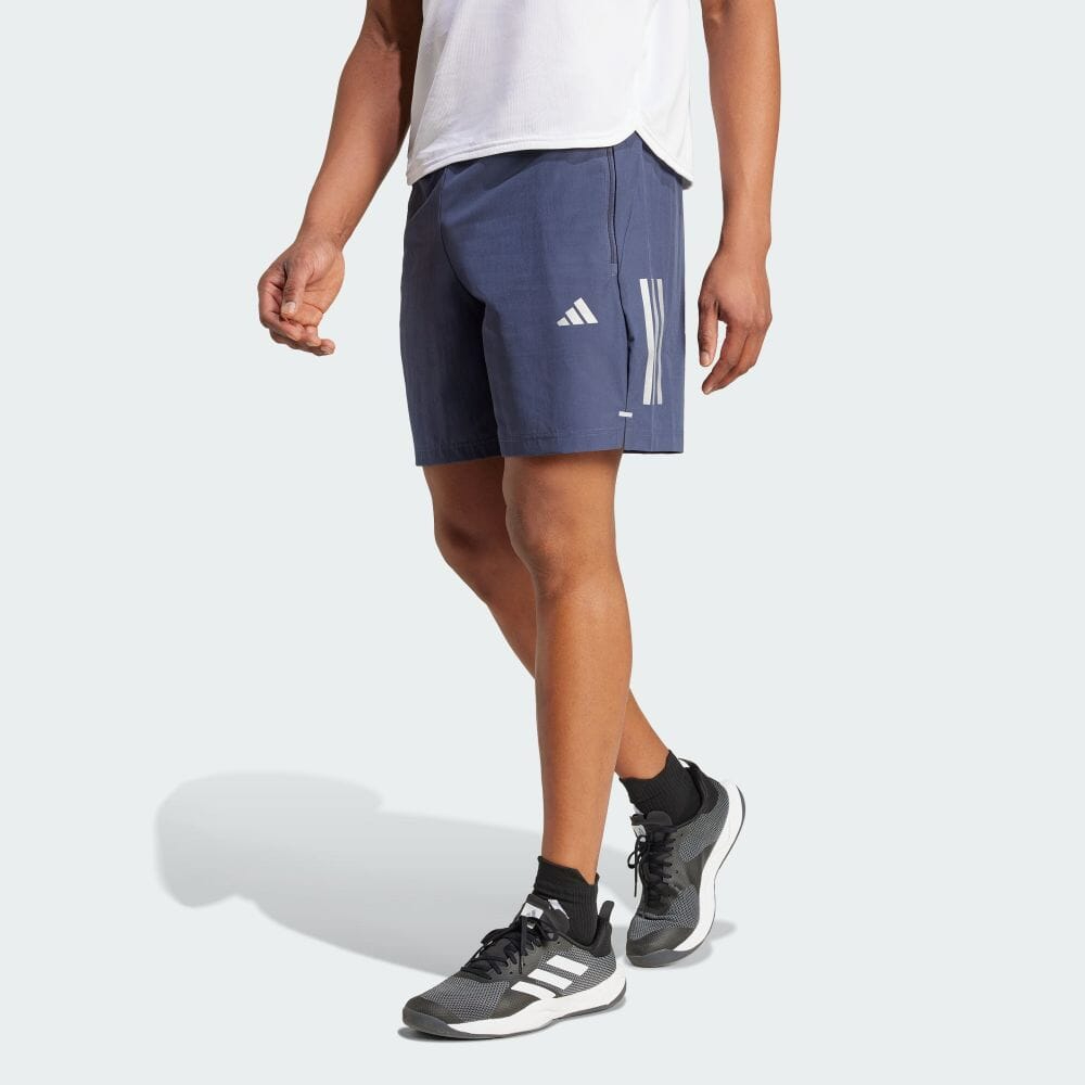 【ADIDAS】GYM+ 3S WV SHT 短褲 男 藍色-IW5907