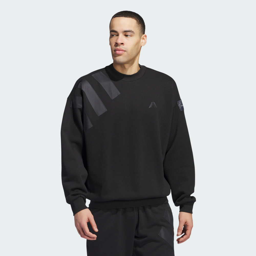 【ADIDAS】AE FOUN CREW 圓領套頭衫 男 黑色-IW8060