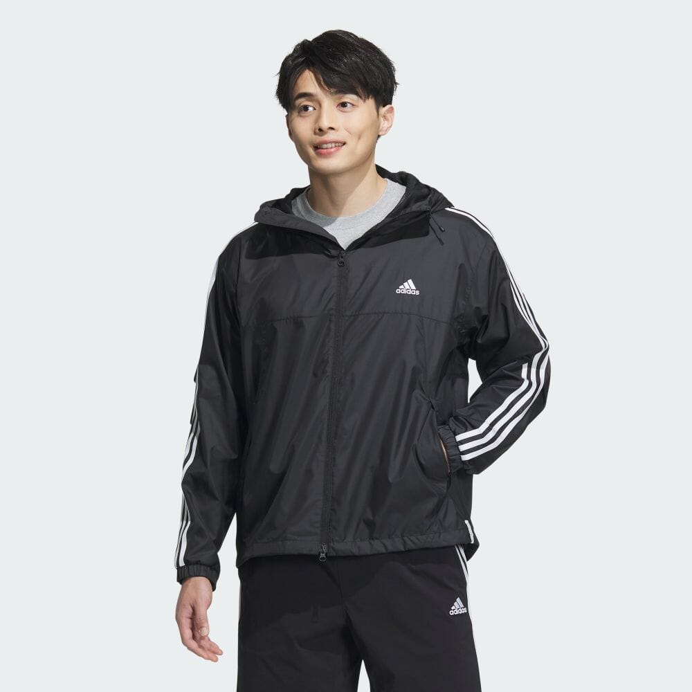 【ADIDAS】ES+ 3S WV JKT 風衣外套 男 黑色-JF3912