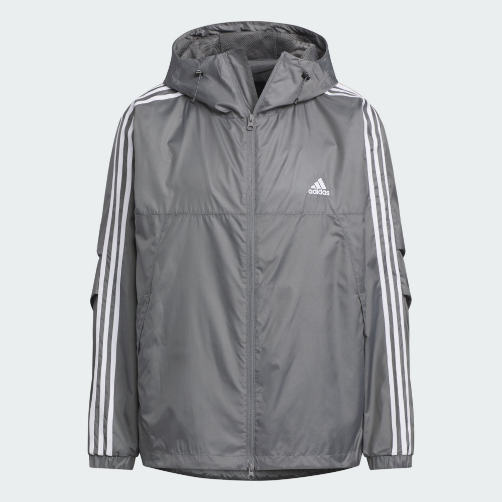 【ADIDAS】ES+ 3S WV JKT 風衣外套 男 連帽 灰色-JF3955