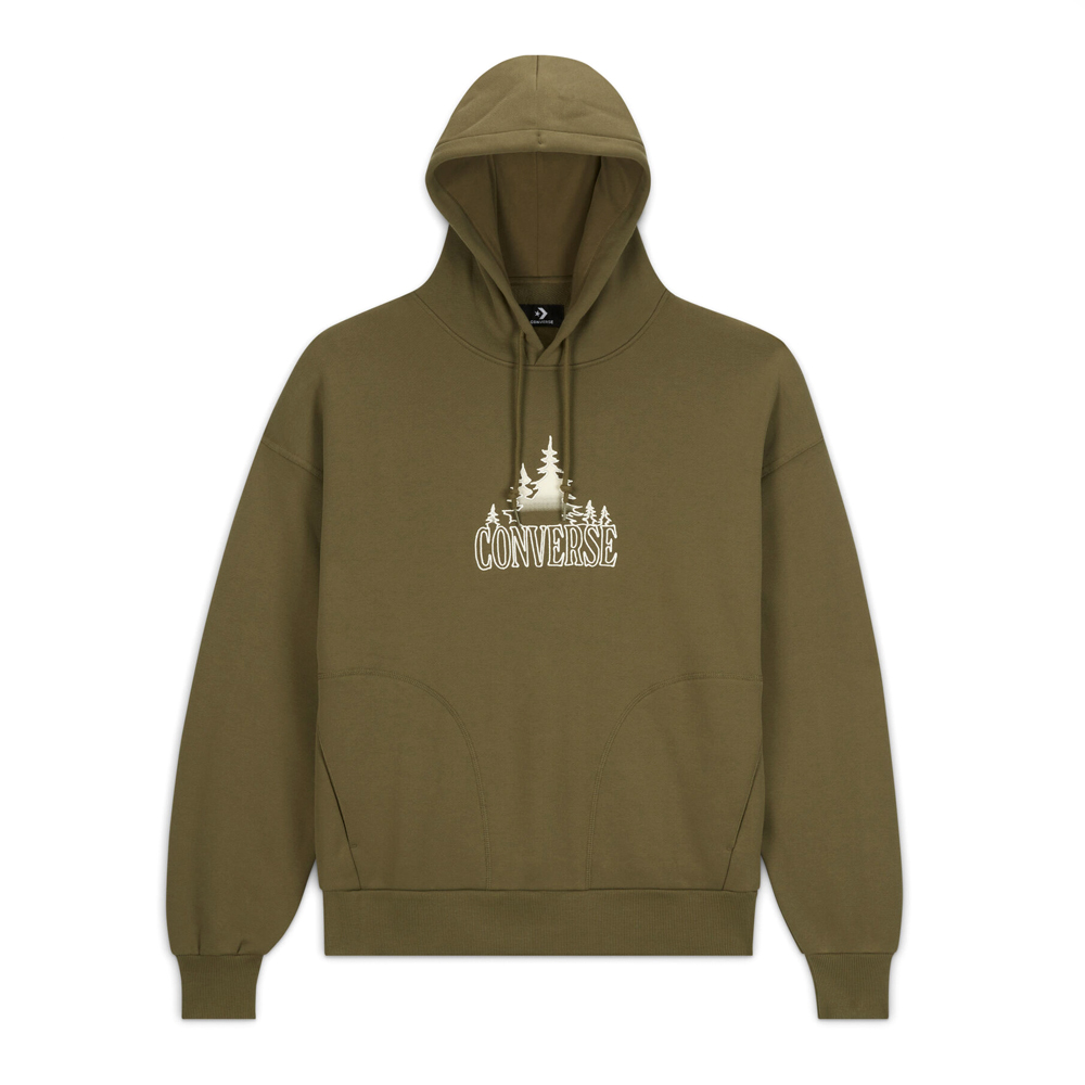【CONVERSE】COUNTER CLIMATE GRAPHIC HOODIE 連帽上衣 帽T 女 綠色-10025035-A02