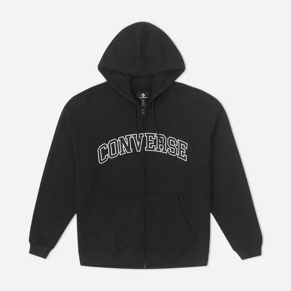 【CONVERSE】RETRO CHUCK FZ HOODIE 連帽外套 男 黑色 10027083-A02