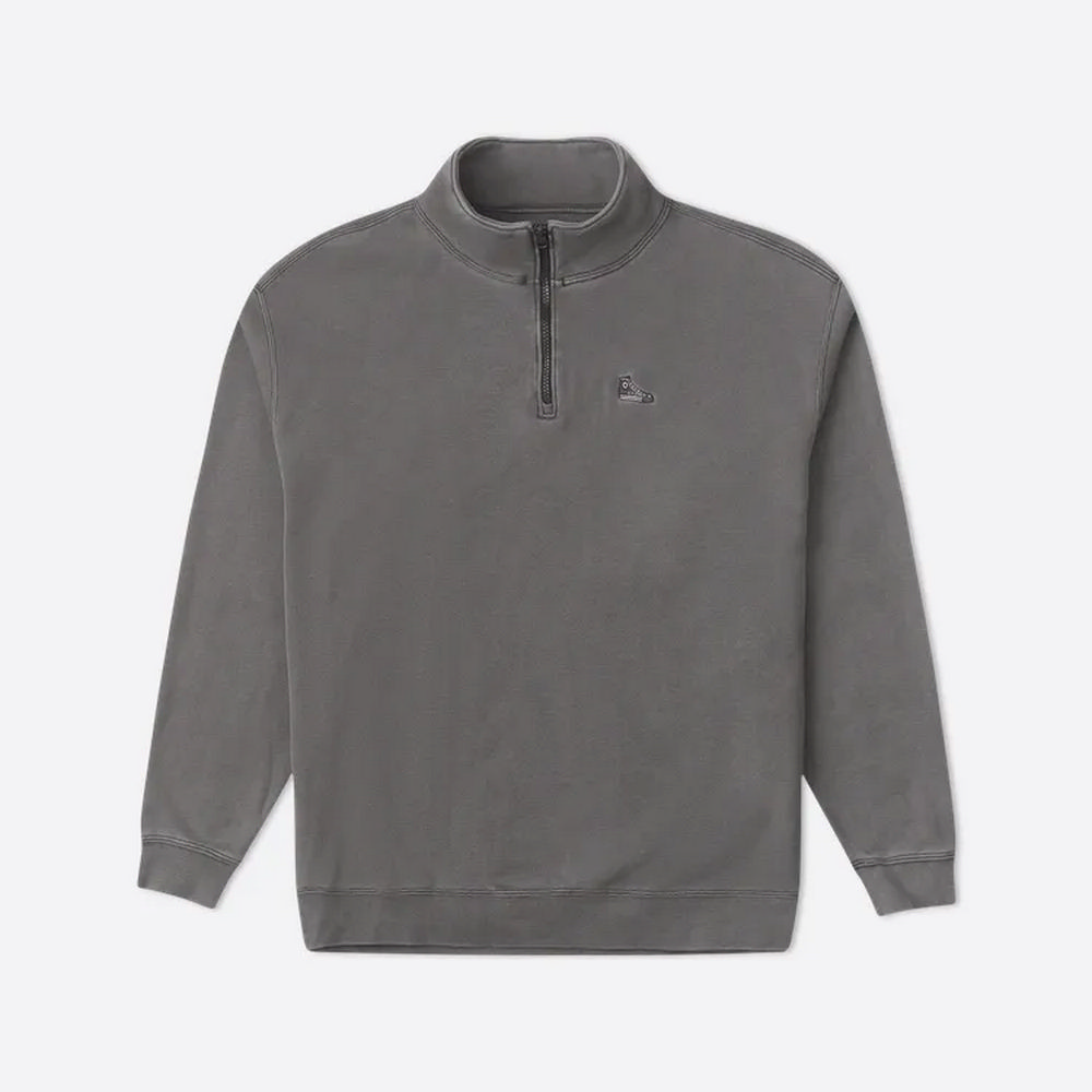 【CONVERSE】SNEAKER PATCH 1/2 ZIP 半開襟上衣 男女 灰色 10027558-A01